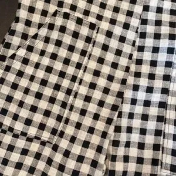 Zara Black & White Gingham Linen Overalls - Size S - Picture 3 of 3